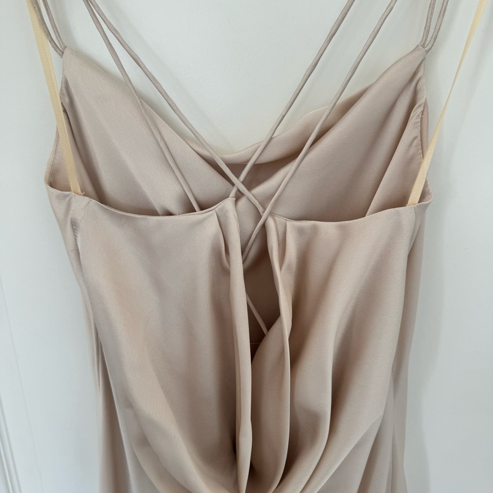 Fame and Partners Floor Length Gown Elyssa Matte Champagne Bridesmaid Dress - Picture 9 of 13